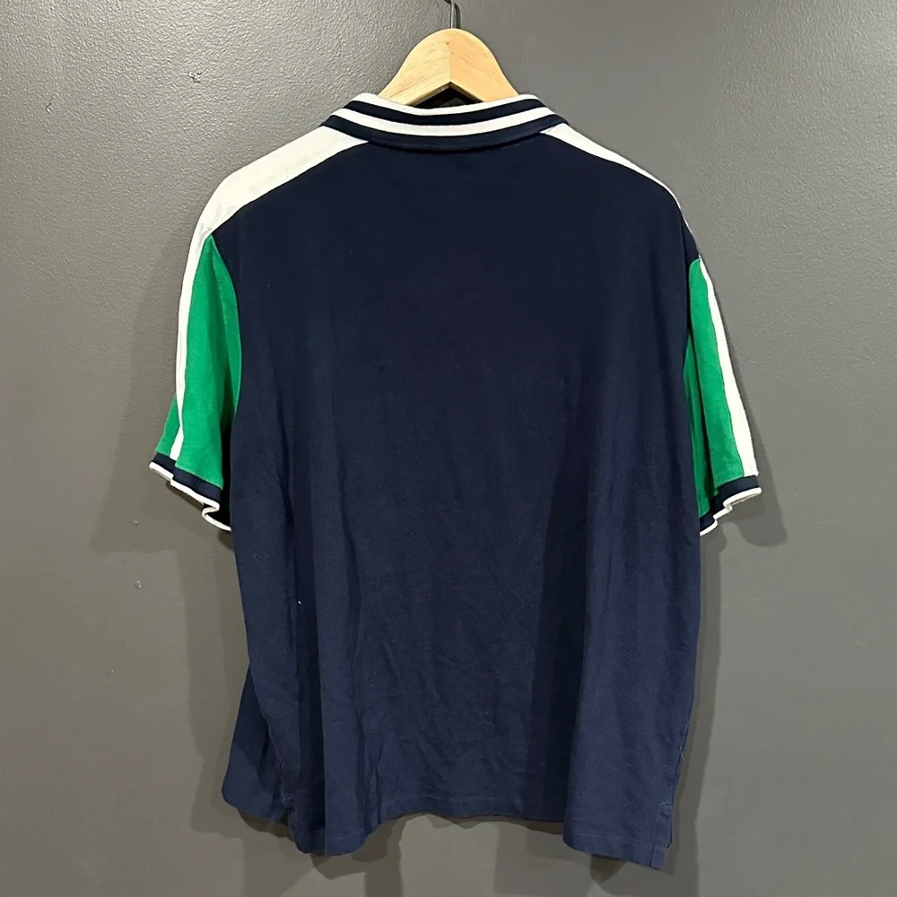 Polo by Ralph Lauren Navy Polo with Green Sleeve Panels and White Trim